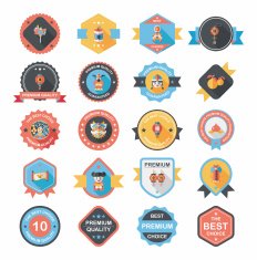 Chinese New Year badge flat banner design background set N69