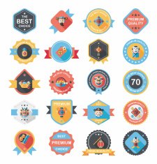 Chinese New Year badge flat banner design background set N71