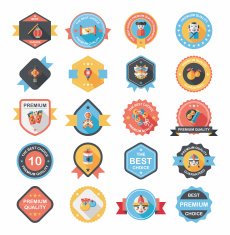 Chinese New Year badge flat banner design background set N72
