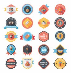 Chinese New Year badge flat banner design background set N74