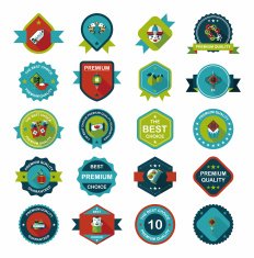 Chinese New Year badge flat banner design background set N75