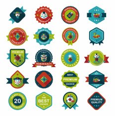 Chinese New Year badge flat banner design background set N76