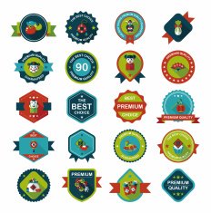 Chinese New Year badge flat banner design background set N77
