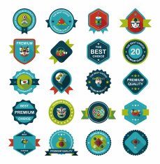 Chinese New Year badge flat banner design background set N78