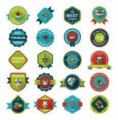 Chinese New Year badge flat banner design background set N80