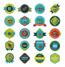 Chinese New Year badge flat banner design background set N81