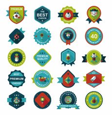 Chinese New Year badge flat banner design background set N82