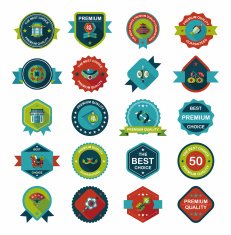 Chinese New Year badge flat banner design background set N84