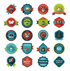 Chinese New Year badge flat banner design background set N85