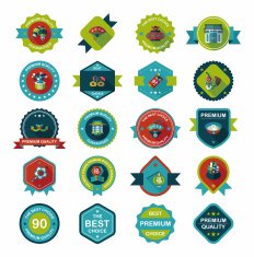 Chinese New Year badge flat banner design background set N86