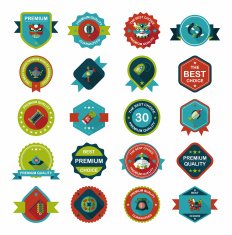 Chinese New Year badge flat banner design background set N88