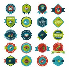 Chinese New Year badge flat banner design background set N90