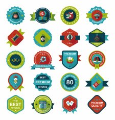 Chinese New Year badge flat banner design background set N91