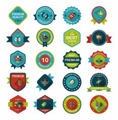 Chinese New Year badge flat banner design background set N92