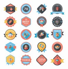 Chinese New Year badge flat banner design background set N95