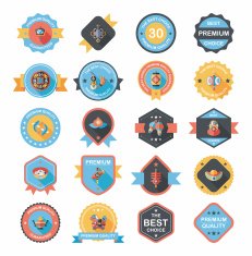 Chinese New Year badge flat banner design background set N98