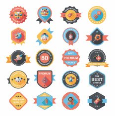 Chinese New Year badge flat banner design background set N99