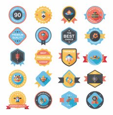 Chinese New Year badge flat banner design background set N104