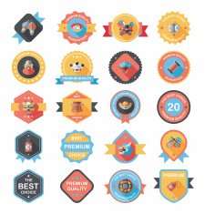 Chinese New Year badge flat banner design background set N105