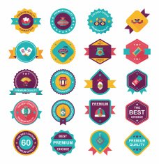 Chinese New Year badge flat banner design background set N109