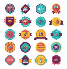 Chinese New Year badge flat banner design background set N111