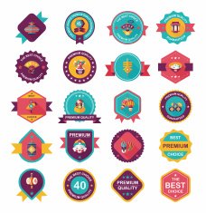 Chinese New Year badge flat banner design background set N113