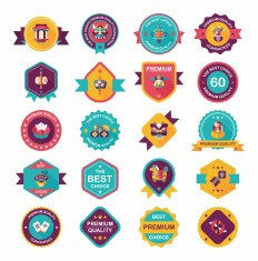 Chinese New Year badge flat banner design background set N117