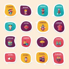 Chinese New Year bubble speech flat banner design flat eps10 N61