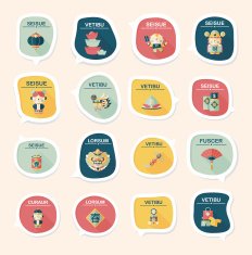 Chinese New Year bubble speech flat banner design flat eps10 N71