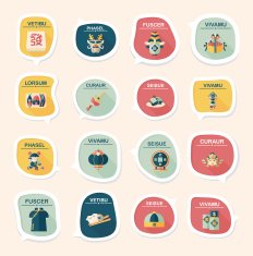 Chinese New Year bubble speech flat banner design flat eps10 N76