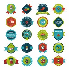 Chinese New Year badge flat banner design background set eps10 N6