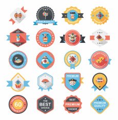 Chinese New Year badge flat banner design background set eps10 N8