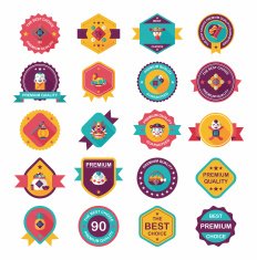 Chinese New Year badge flat banner design background set eps10 N13
