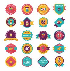 Chinese New Year badge flat banner design background set eps10 N15