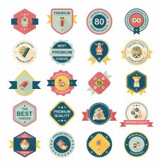 Chinese New Year badge flat banner design background set eps10 N19