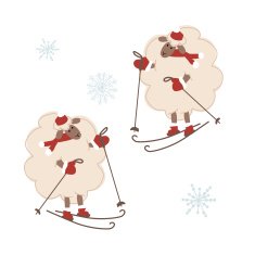 Sheep santa skiing symbol of new year 2015