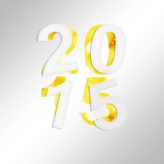 2015 square greeting card with cut paper and shiny background