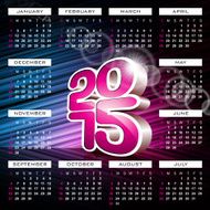 3d Calendar 2015 illustration on abstract color background N2