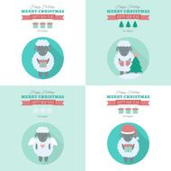 New Year cards with sheep in flat