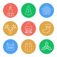 various christmas color back outline icons set