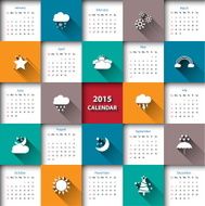 Modern 2015 calendar template with weather icon Vector illustration