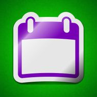 Calendar icon sign Symbol chic colored sticky label on green