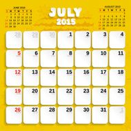 July Vector Month Calendar 2015