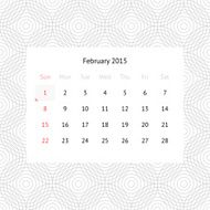 Calendar page for February 2015 N7