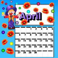 calendar for April clown flower balls