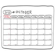 october 2015 planning calendar doodles hand drawn N2