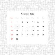 Calendar page for November 2015 N5