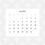 Calendar page for July 2015 N7