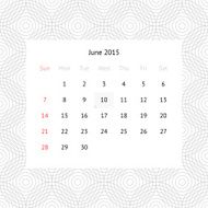 Calendar page for June 2015 N6