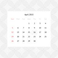 Calendar page for April 2015 N6